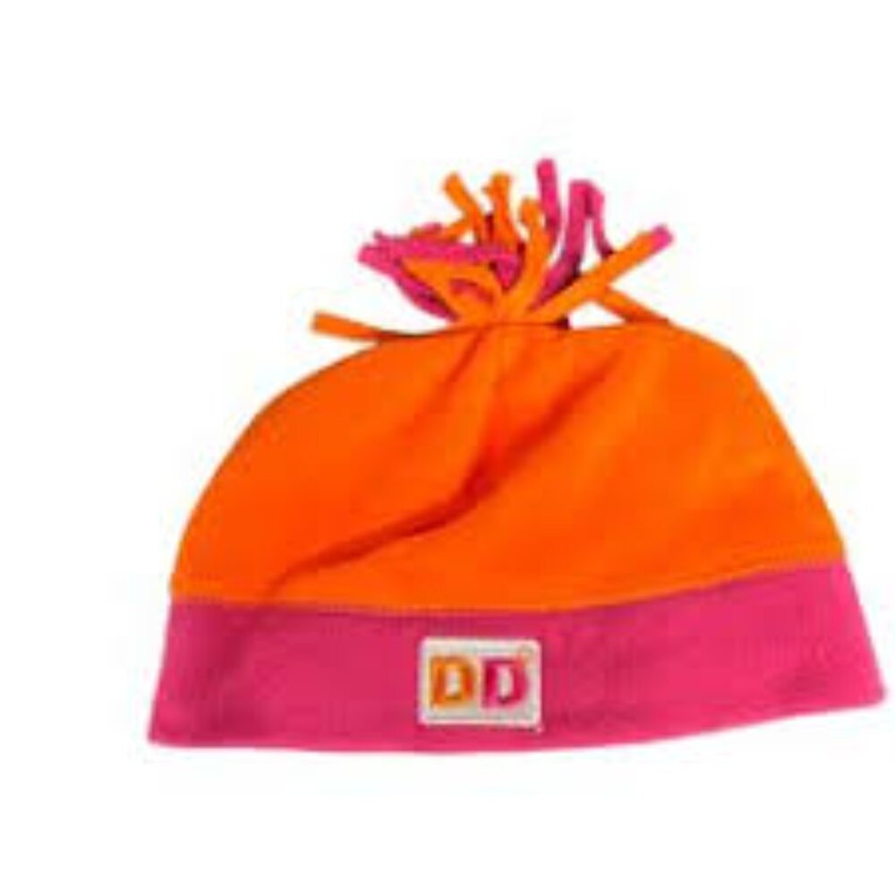 Dunkin Donut Fleece Hat with Tassel Top One Size Fits Most